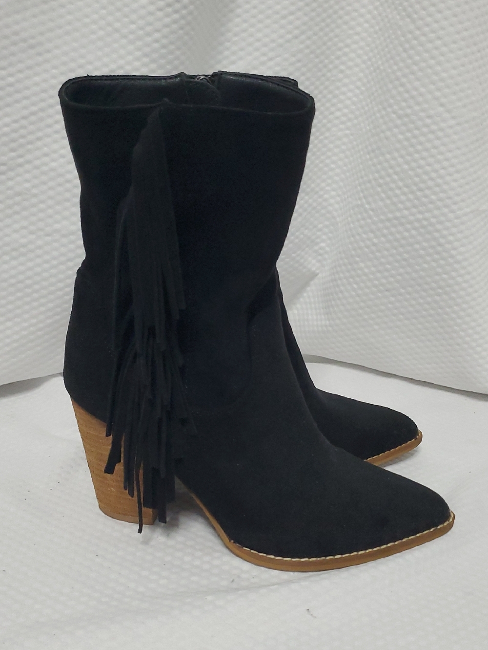 Vici Faux Suede Fringe Boots - 8 - Picture 2 of 11